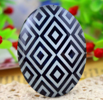 1pc, 30x40mm, Big Handmade Geometric Photo Glass Cabochons, Oval